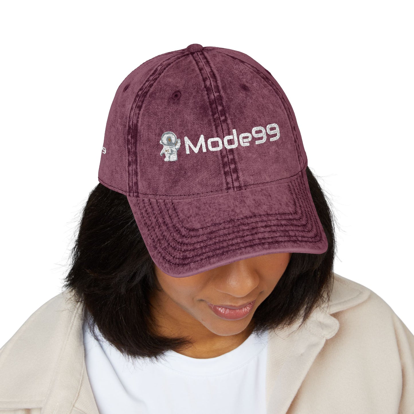 Embroidered Vintage Cap – 'Mode99' Distressed Baseball Hat