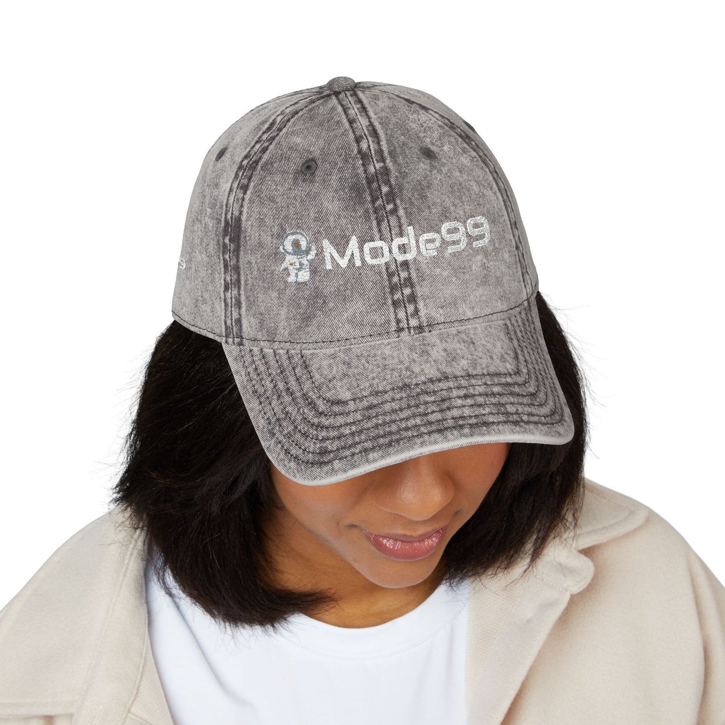 Embroidered Vintage Cap – 'Mode99' Distressed Baseball Hat
