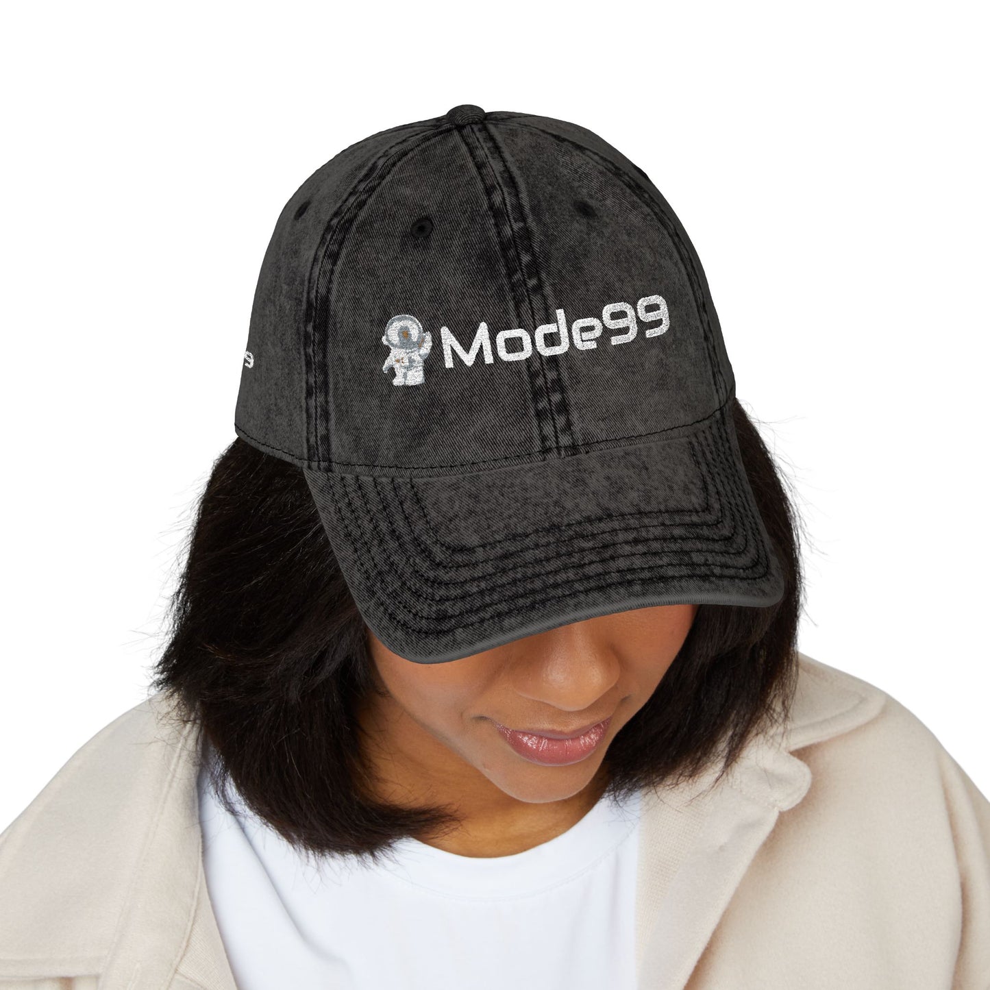 Embroidered Vintage Cap – 'Mode99' Distressed Baseball Hat